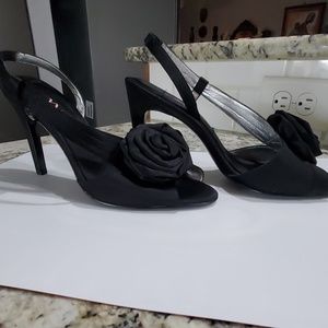 Black satin Nina pumps